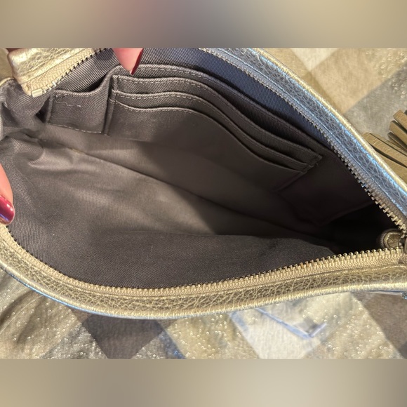 Coach silver metallic leather wristlet with tassels - Picture 3 of 5